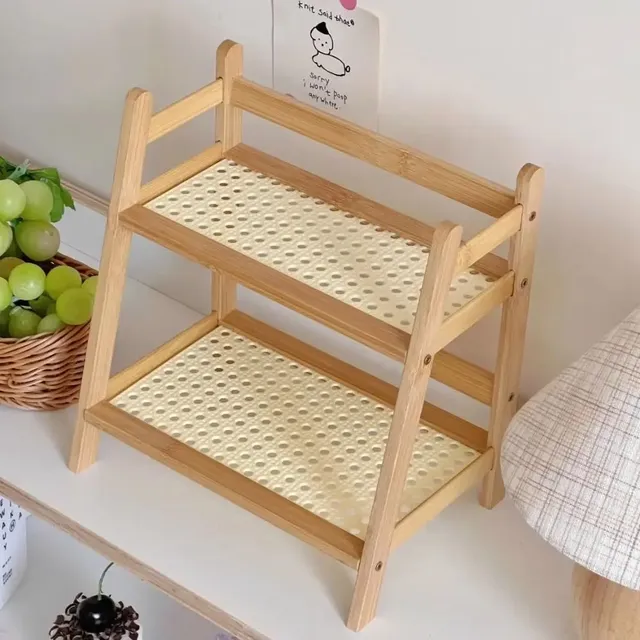 Étagère rangement bambou deux niveaux compacte stable… – vue 3