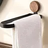 Porte serviette mural bois noyer anneau ovale métal noir… – vue 5