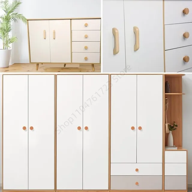 10 pièces poignée d'armoire en bois solide poignée de… – vue 2