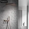 Système de douche mural en laiton gris pistolet de luxe, design intégré avec 2 poignées, robinet de salle de bains à double commande d&rsquo;eau chaude et froide