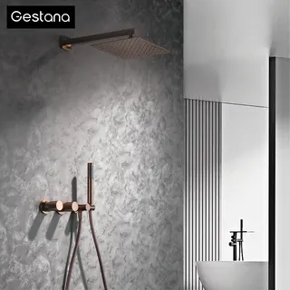 Système de douche mural en laiton gris pistolet de luxe