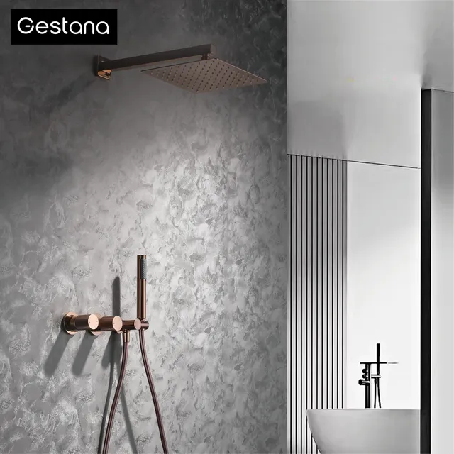 Système de douche mural en laiton gris pistolet de luxe