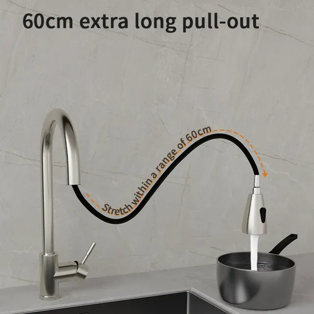 Robinet de cuisine noir Flexible extractible – vue 5
