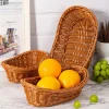 Panier de rangement de cuisine en rotin, imitation créative, plateau à pain ovale marron, légumes, fruits, fleurs, décoration de la maison, boîte d’organisation Panier de rangement de cuisine en rotin, imitation créative, plateau à pain ovale marron, légumes, fruits, fleurs, décoration de la maison, boîte d’organisation