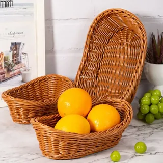 Panier de rangement de cuisine en rotin