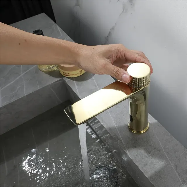 Mitigeur lavabo capteur infrarouge laiton doré monobloc… – vue 4
