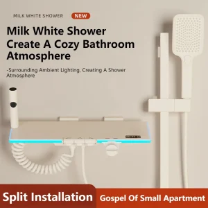 Ensemble de robinets de douche à affichage de température constante suralimentés, robinet de baignoire à pluie, pomme de douche, ensemble de douche de salle de bains à pluie Ensemble de robinets de douche à affichage de température constante suralimentés, robinet de baignoire à pluie, pomme de douche, ensemble de douche de salle de bains à pluie