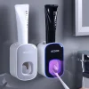 distributeur dentifrice automatique mural support brosse dents compact plastique ABS silicone etanche amovible hygiénique dosage sterilisant