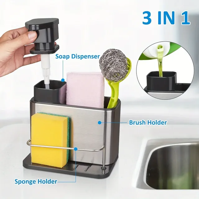 Distributeur savon liquide organiseur évier inox brossé… – vue 4