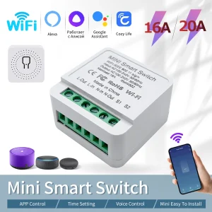 Commutateur WiFi intelligent 20A 16A, Module de disjoncteur de télécommande avec application Cozylife, interrupteur d’éclairage sans fil 100-240V, fonctionne avec Alexa Google Home Commutateur WiFi intelligent 20A 16A, Module de disjoncteur de télécommande avec application Cozylife, interrupteur d’éclairage sans fil 100-240V, fonctionne avec Alexa Google Home
