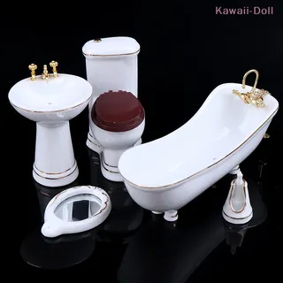 Ensemble de salle de bains miniatures en porcelaine blanche pour…