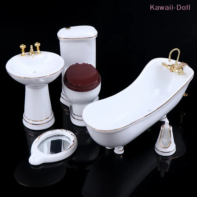 Ensemble de salle de bains miniatures en porcelaine…