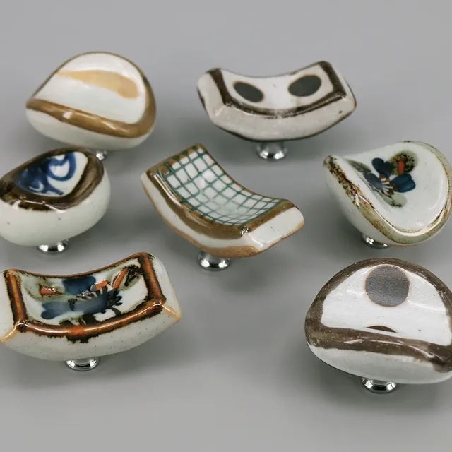 Poignées céramique porcelaine émaillée blanche bordure… – vue 4