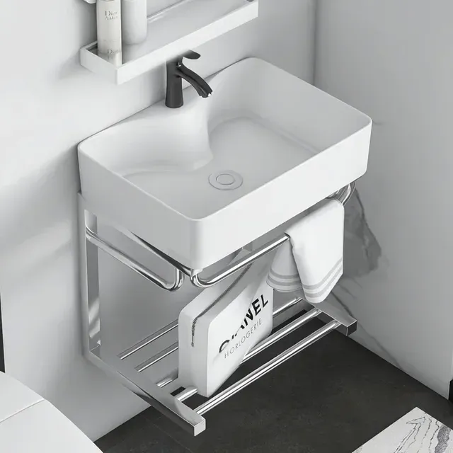 Lavabo mural Simple en porcelaine blanche – vue 2