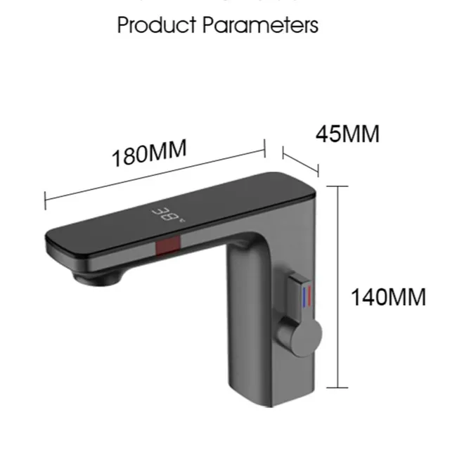 Robinet de lavabo à capteur intelligent gris pistolet – vue 5