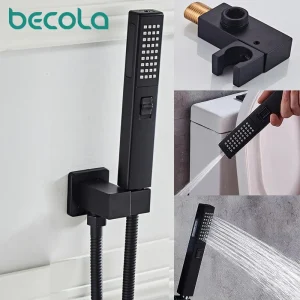 Accessoires de salle de bains, supports de montage de douche ABS muraux noirs, douche et pulvérisation noires, arroseur à main à 2 fonctions, tuyau noir de 150CM