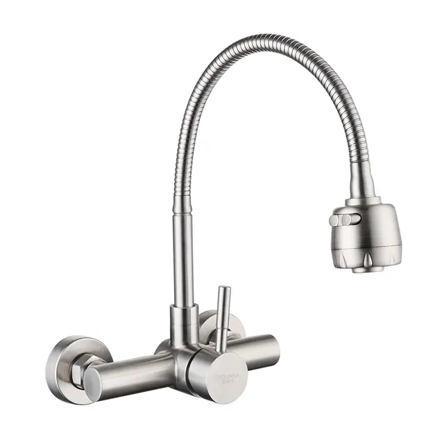 Robinet de cuisine mural en acier inoxydable – vue 2