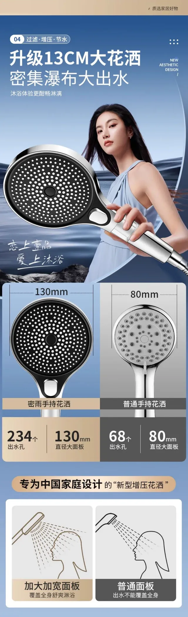 Grande pomme de douche 4 Modes pomme de douche réglable… – vue 5