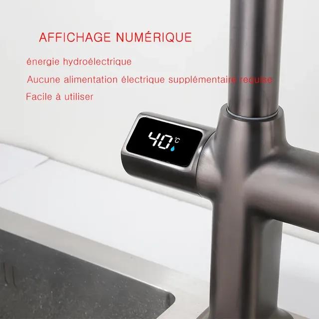 Mitigeur cuisine col cygne noir mat écran numérique… – vue 4