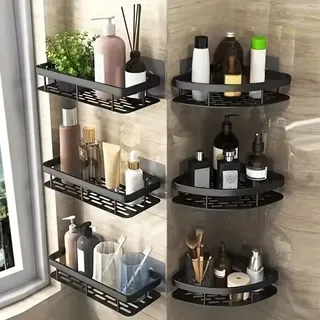 Étagère murale angle sans perçage aluminium noir mat perforée drainage…