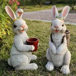 Bassin de maintien créatif en résine de lapin pour jardin, bonsaï debout au sol, pot de fleur décoratif pour la maison, cour de dessin animé, intensifie