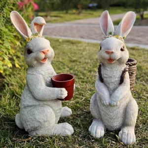 Bassin de maintien créatif en résine de lapin pour jardin, bonsaï debout au sol, pot de fleur décoratif pour la maison, cour de dessin animé, intensifie Bassin de maintien créatif en résine de lapin pour jardin, bonsaï debout au sol, pot de fleur décoratif pour la maison, cour de dessin animé, intensifie