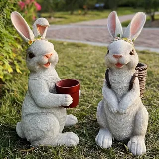 Bassin de maintien créatif en résine de lapin pour jardin