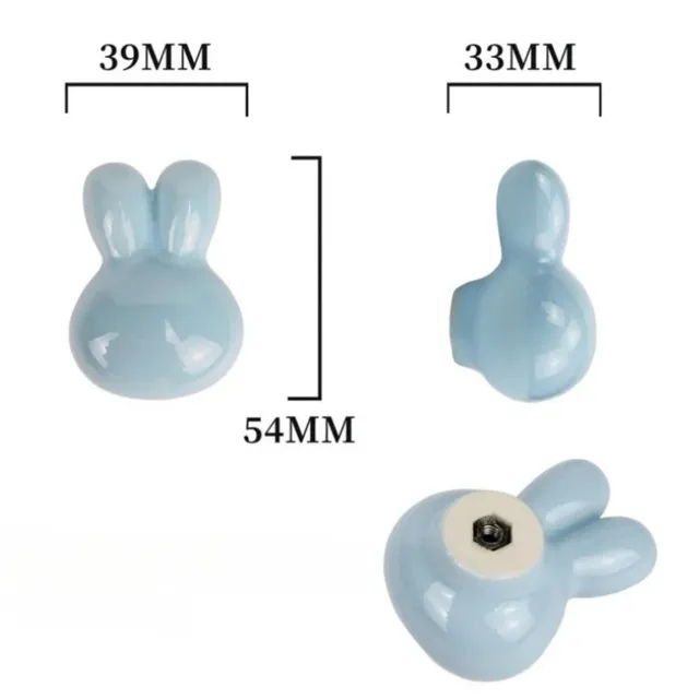 Boutons d'armoire en céramique lapin – vue 6