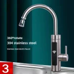 Chauffe-eau électrique robinet de cuisine chauffe-eau sans réservoir robinet LCD numérique tactile rotatif à 360 degrés robinets thermostatiques