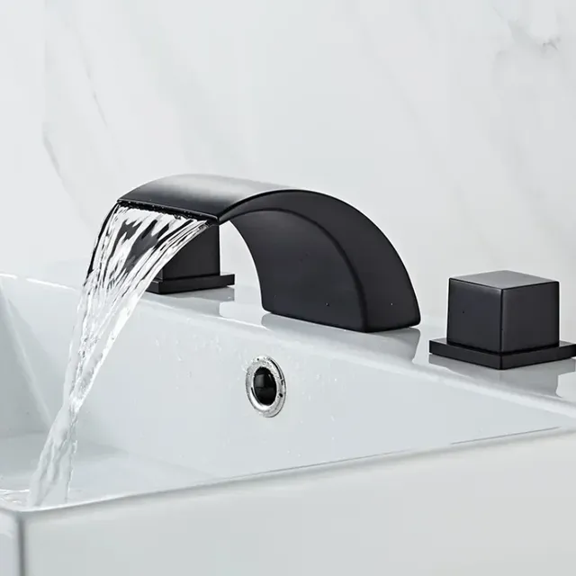 Robinet de lavabo de salle de bains noir – vue 3