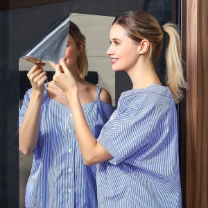 Autocollant mural miroir Flexible pour salle de bain, Film auto-adhésif, miroirs décoratifs pour salle, décoration de maison, DIY bricolage