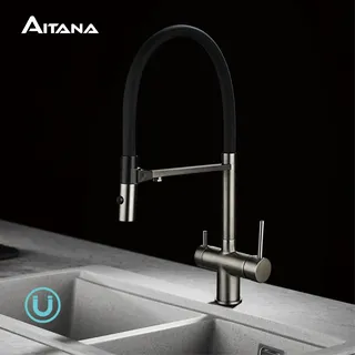 Robinet de cuisine moderne en laiton doré brossé avec conception de…