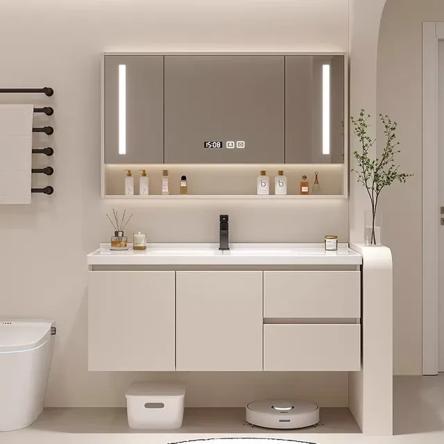 Évier moderne salle de bain armoire lumière LED miroir… – vue 2