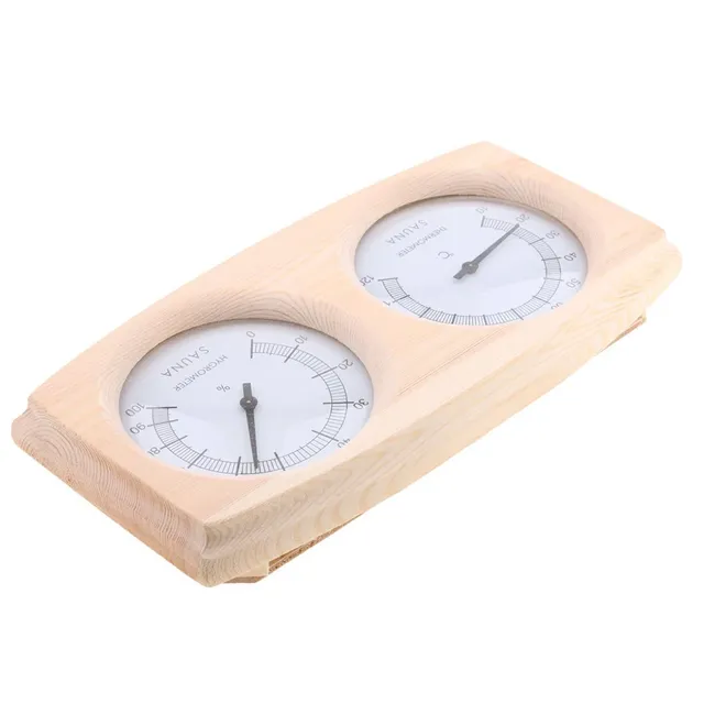 Thermomètre hygromètre sauna bois clair double cadran… – vue 4