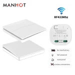 Interrupteur mural intelligent sans fil, auto-alimenté, aucune batterie requise, télécommande, panneau de commutation à bouton-poussoir, interrupteur d&rsquo;éclairage étanche