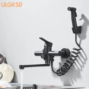 Robinet de Cuisine avec Bidet Chaud et Froid, Bec d’Eau Pliable, Petit Spray à Main, Installion Dissimulé, Grue d’Évier Robinet de Cuisine avec Bidet Chaud et Froid, Bec d’Eau Pliable, Petit Spray à Main, Installion Dissimulé, Grue d’Évier