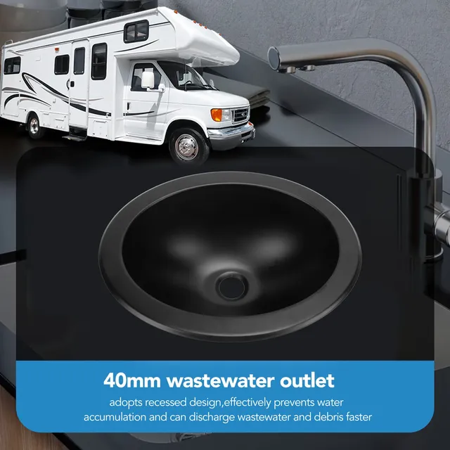 Lavabo RV grande capacité 304 rond en acier inoxydable… – vue 3