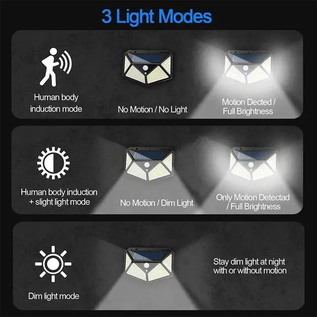 1/2/4/6 pièces 100 mur LED lumières lampe solaire… – vue 6