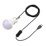 Lampe camping portable LED USB cordon long 2m5 interrupteur filaire crochet métallique globe opalin corps cannelé blanc chaud 3000K