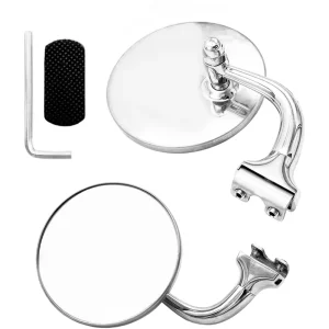 Rétroviseur latéral rond pour véhicule classique avec construction en acier inoxydable et design rétro offrant un large ajustement pour une utilisation avant et arrière Rétroviseur latéral rond pour véhicule classique avec construction en acier inoxydable et design rétro offrant un large ajustement pour une utilisation avant et arrière
