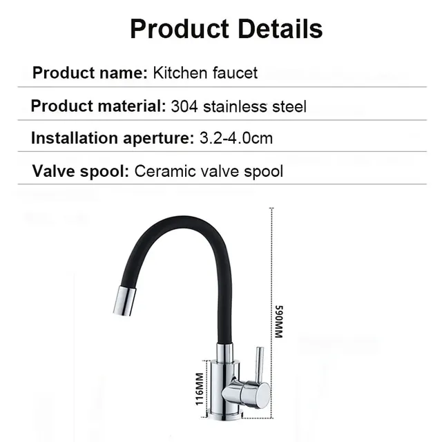 Robinet de cuisine en acier inoxydable – vue 6