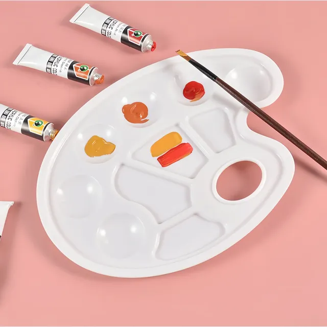 Palette plastique ovale portable artiste 10 puits blanc… – vue 3