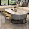 Table Basse à tiroir organisateur ovale avec rangement – vue 6