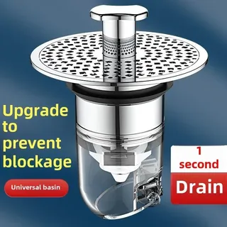 Bonde lavabo universelle antibouchage inox chromé tamis perforé panier…