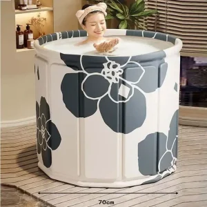 Baignoire pliante pour adultes, baignoire isolée épaisse, seau de bain rond et élargi, pliable, pour salle de bain, SPA