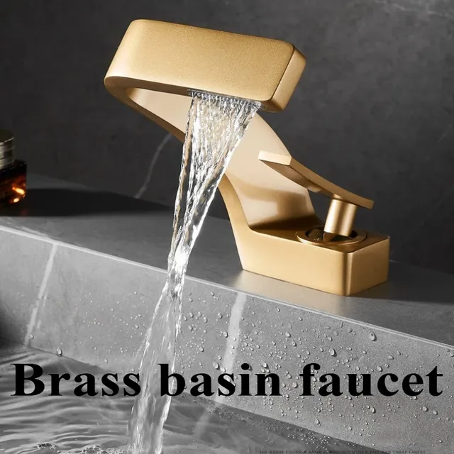 Robinet lavabo monobloc laiton doré mat monotrou… – vue 2