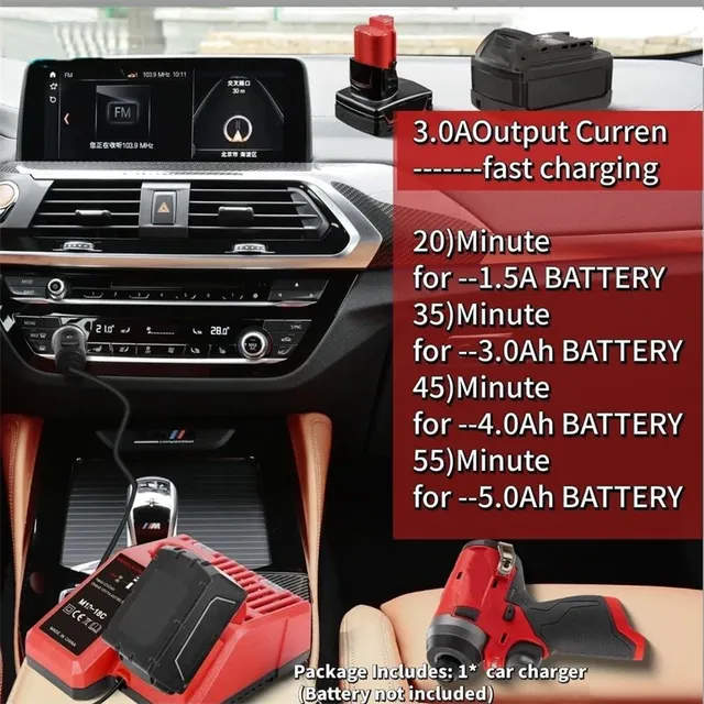 Chargeur voiture Milwaukee 12V 18V lithium ion nomade… – vue 6
