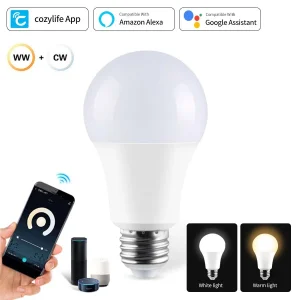 Ampoule LED intelligente 220V 110V, 12/15/20W, connexion WiFi Bluetooth, contrôle par application, utilisée dans la connexion avec Alexa Google Home