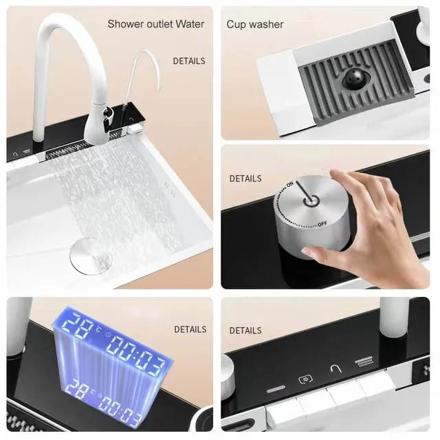Évier de cuisine cascade Nano blanc avec robinet… – vue 6