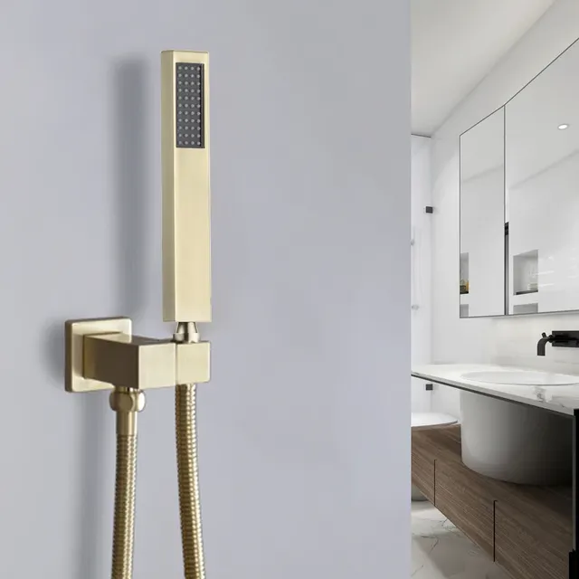 Pommeau de douche à main en laiton doré brossé – vue 2